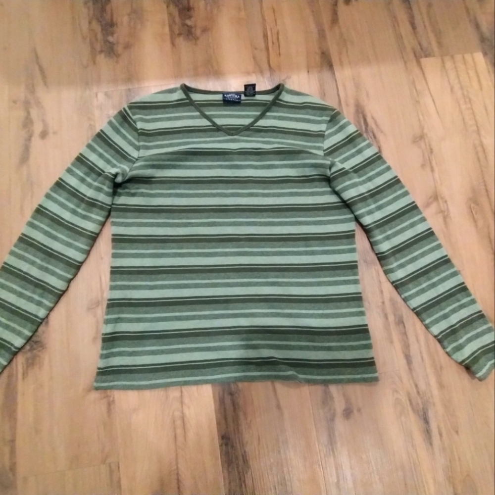Cotton Vintage green stripped Sonoma sweater,size m